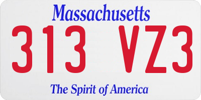 MA license plate 313VZ3