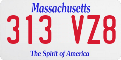 MA license plate 313VZ8