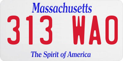 MA license plate 313WA0