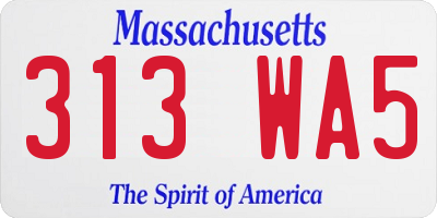 MA license plate 313WA5