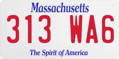 MA license plate 313WA6