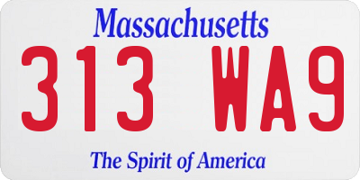 MA license plate 313WA9