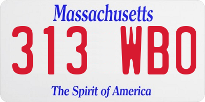 MA license plate 313WB0