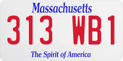 MA license plate 313WB1