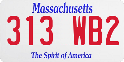 MA license plate 313WB2