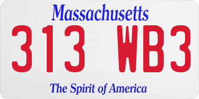 MA license plate 313WB3