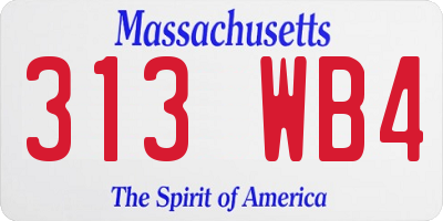 MA license plate 313WB4