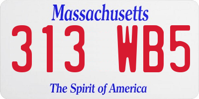 MA license plate 313WB5