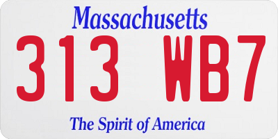 MA license plate 313WB7