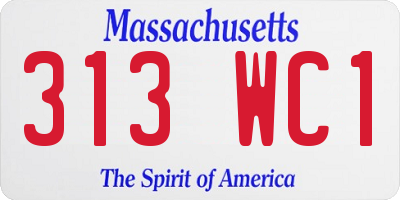 MA license plate 313WC1