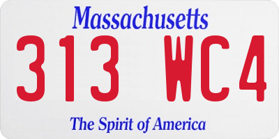 MA license plate 313WC4
