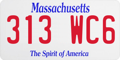 MA license plate 313WC6