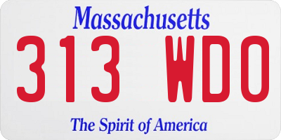 MA license plate 313WD0