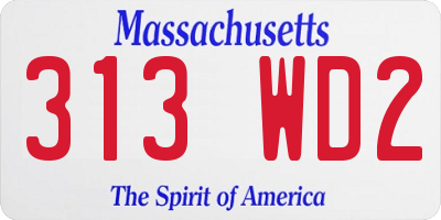 MA license plate 313WD2