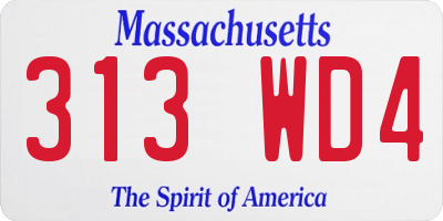MA license plate 313WD4
