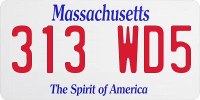 MA license plate 313WD5
