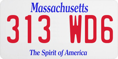 MA license plate 313WD6