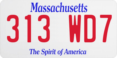 MA license plate 313WD7