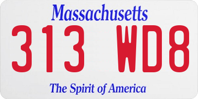 MA license plate 313WD8