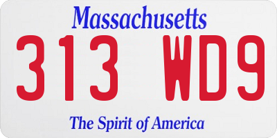 MA license plate 313WD9
