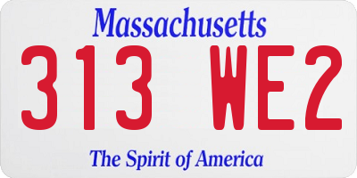 MA license plate 313WE2