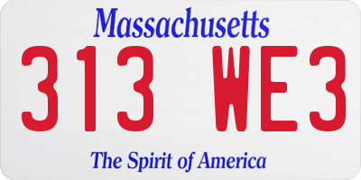 MA license plate 313WE3