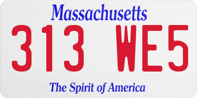 MA license plate 313WE5