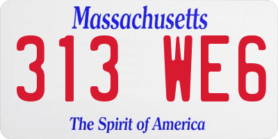 MA license plate 313WE6