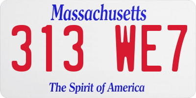 MA license plate 313WE7