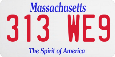 MA license plate 313WE9