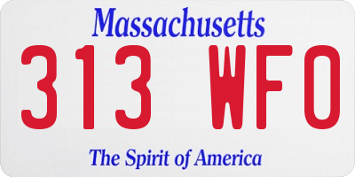 MA license plate 313WF0