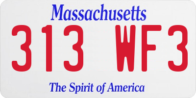 MA license plate 313WF3