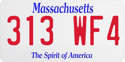 MA license plate 313WF4