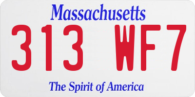 MA license plate 313WF7