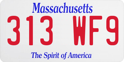 MA license plate 313WF9
