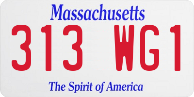 MA license plate 313WG1