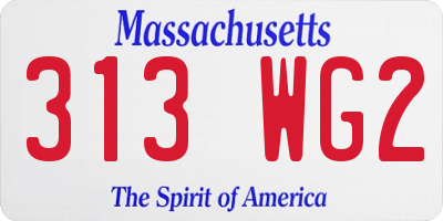 MA license plate 313WG2