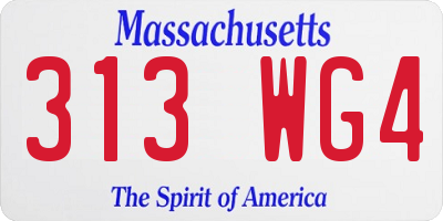 MA license plate 313WG4