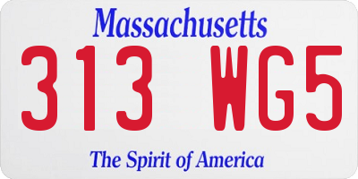 MA license plate 313WG5