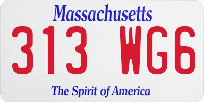 MA license plate 313WG6