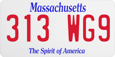 MA license plate 313WG9