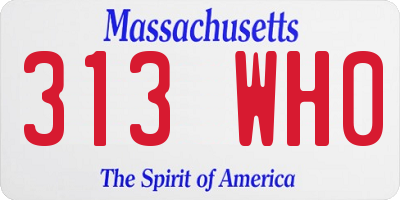 MA license plate 313WH0