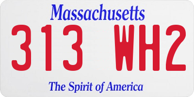 MA license plate 313WH2
