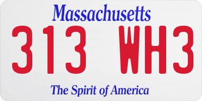 MA license plate 313WH3