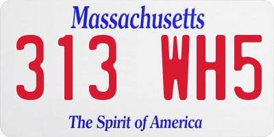 MA license plate 313WH5
