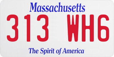 MA license plate 313WH6