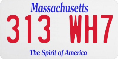 MA license plate 313WH7