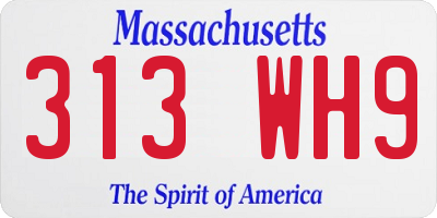 MA license plate 313WH9