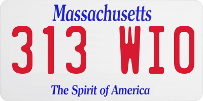 MA license plate 313WI0