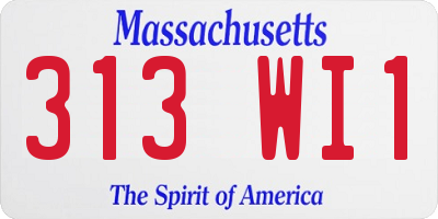 MA license plate 313WI1